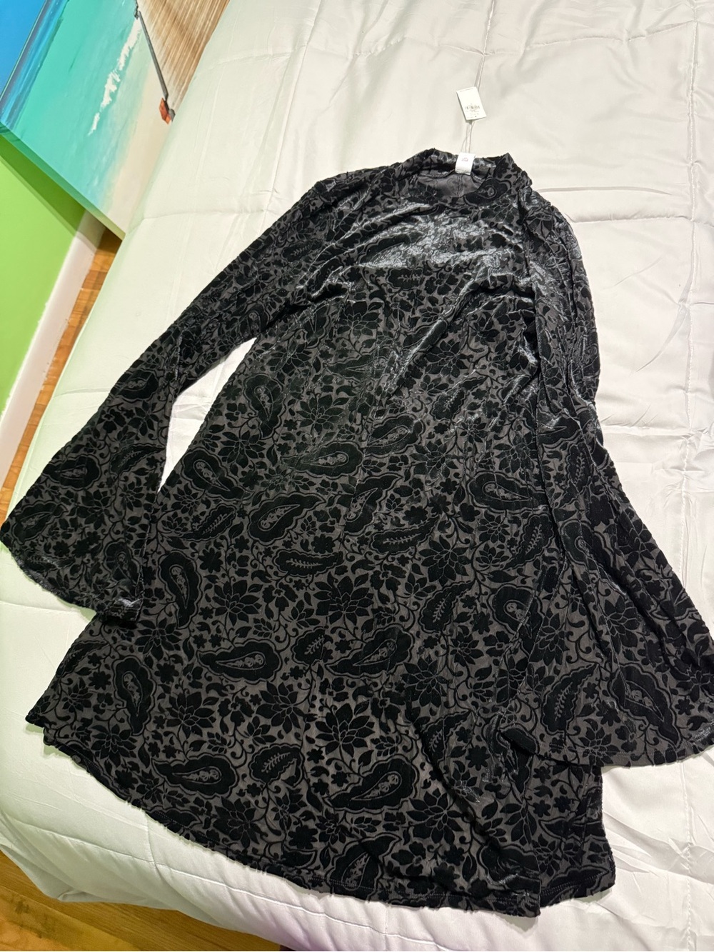 Old Navy Black Velvet Burnout Paisley Dress